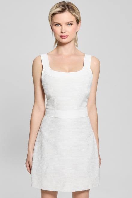 Guess Elsie Tweed and Denim Dress White Tweed Combo Size XL NWT $168