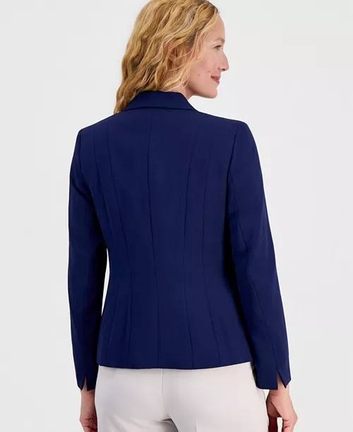 Kasper Stretch Crepe One-Button Blazer Navy Size 10P NWT $99