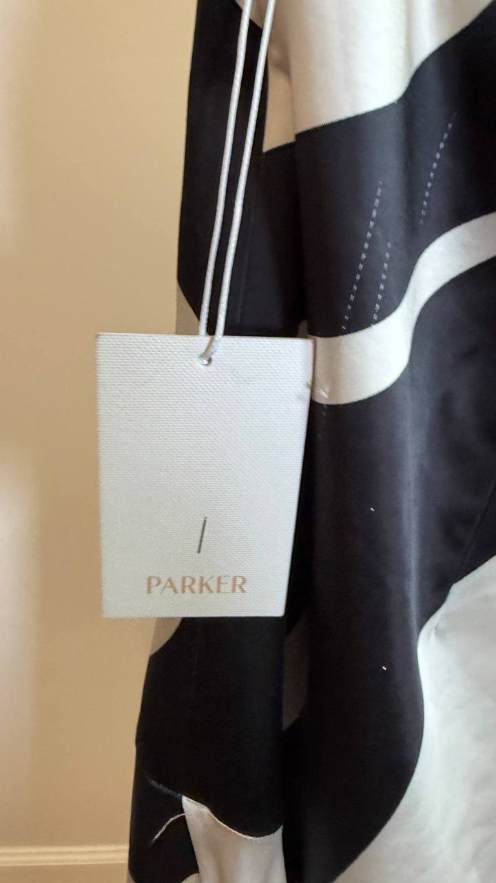 Parker Nia Abstract Print Plunge Halter Dress Open Back Multi Size14 NWT snags
