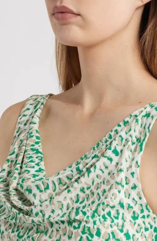 Anne Klein Animal Spot Cowl Neck Tank Tropical Multi XL NWT $69