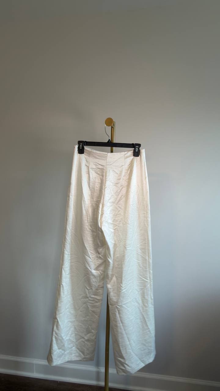 Guess Satin Wide Leg Pants White XS NWOT $139