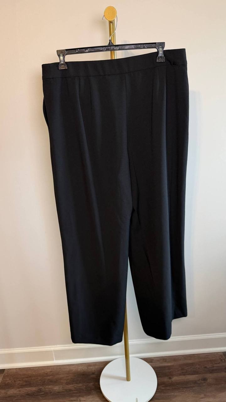 Tahari ASL Plus Size Mid Rise Wide Leg Pants Black 18 NWOT $109