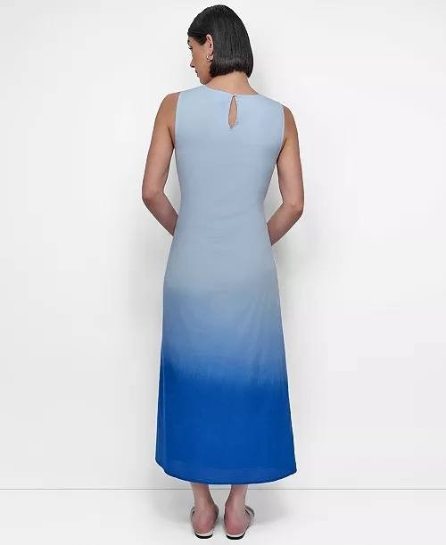 DKNY Dip-Dyed Ruched Midi Dress – Cornflower Blue, Size 6