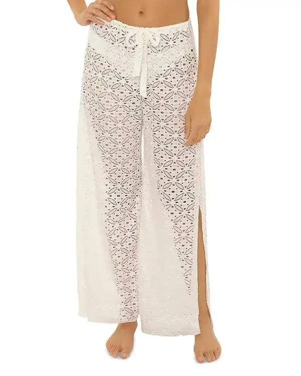 Becca Las Colinas Crochet Beach Pants White M NWT $88