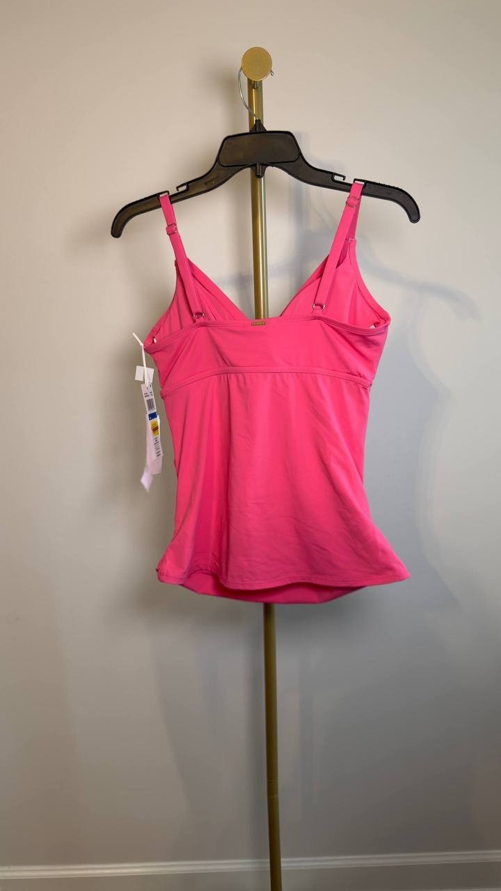 Anne Cole Surplice Underwire Tankini Top Pink 34DD/36D NWT $74