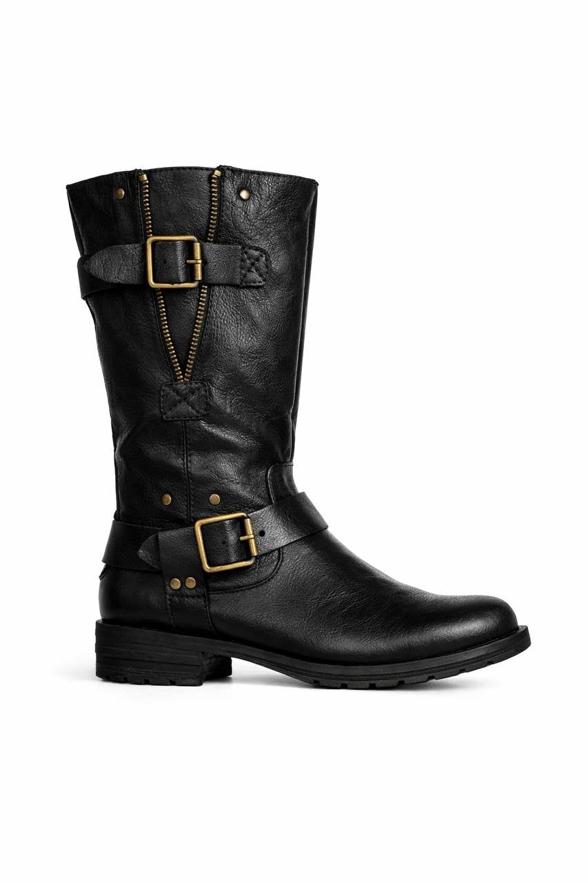 Naturalizer Leather Moto Buckle Boots Black Women’s 10W NWB