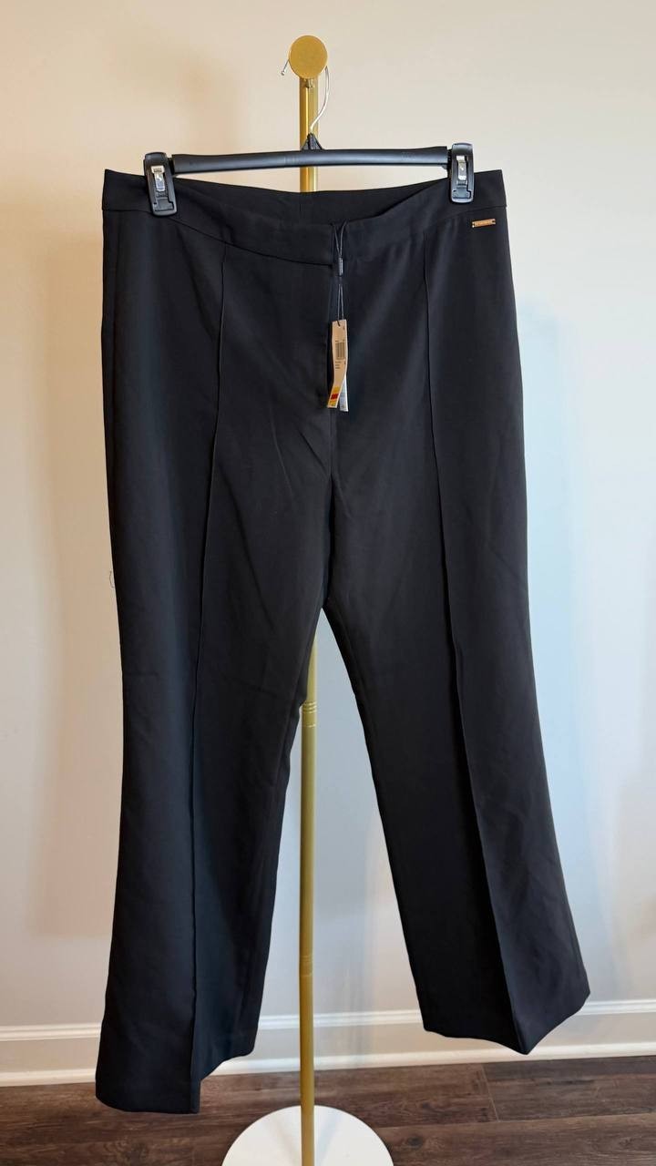 T Tahari Women’s Pintucked Trousers Black High Rise Size 14 NWT $88