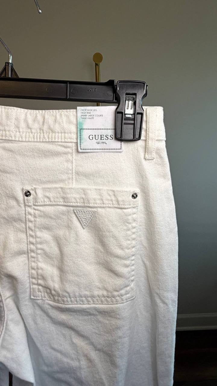 Guess Eco Zoya Cropped Wide Jeans White 26x27 NWT $128