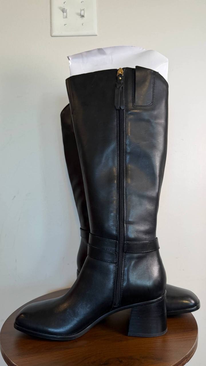 Naturalizer Isabeau Wide Calf Knee High Boots Black 9M Leather $290 NWB