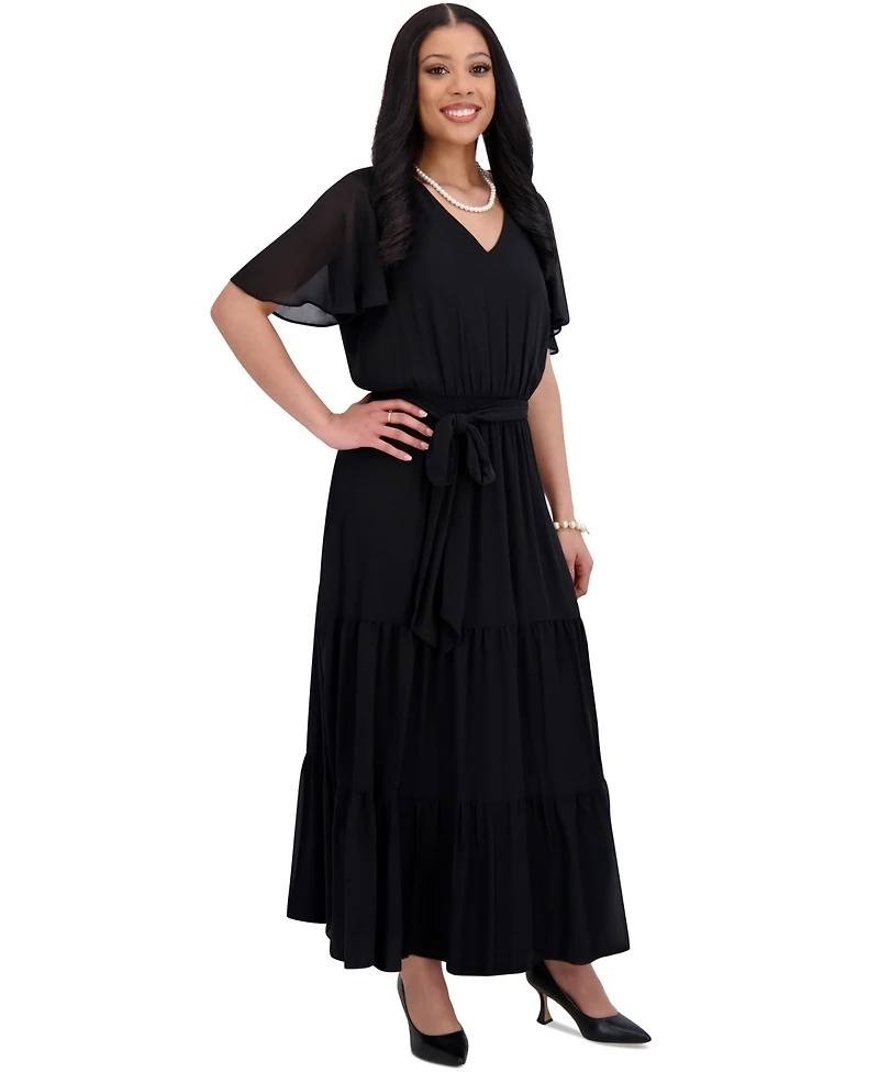 Kasper Women’s V‑Neck Flutter Sleeve Maxi Dress – 3X – NWT – $99