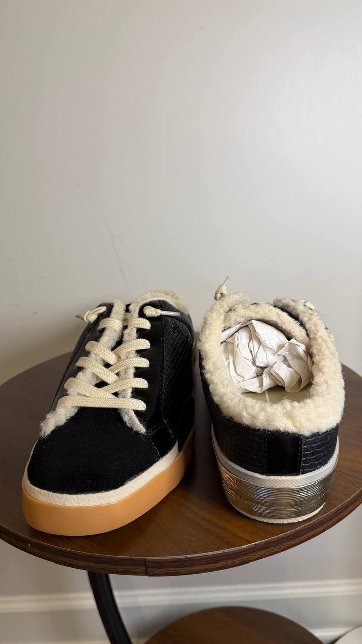 Dolce Vita Zantel Slip‑On Mule Sneakers Black Faux Fur Women’s 9.5 NWB $125