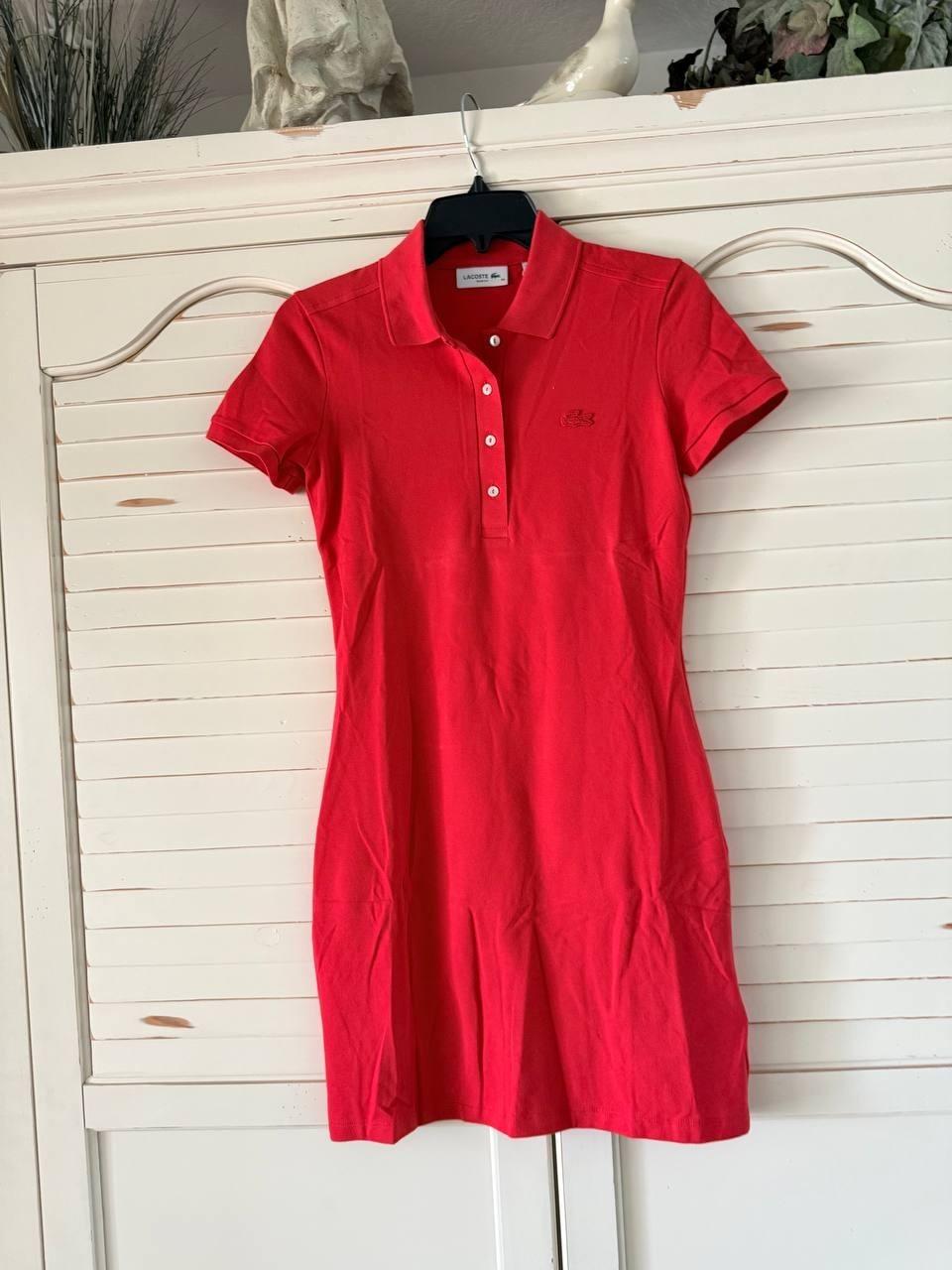 Lacoste Polo Dress 34 Red Slim Fit Stretch Mini Piqué NWT MSRP $155 Tennis Style