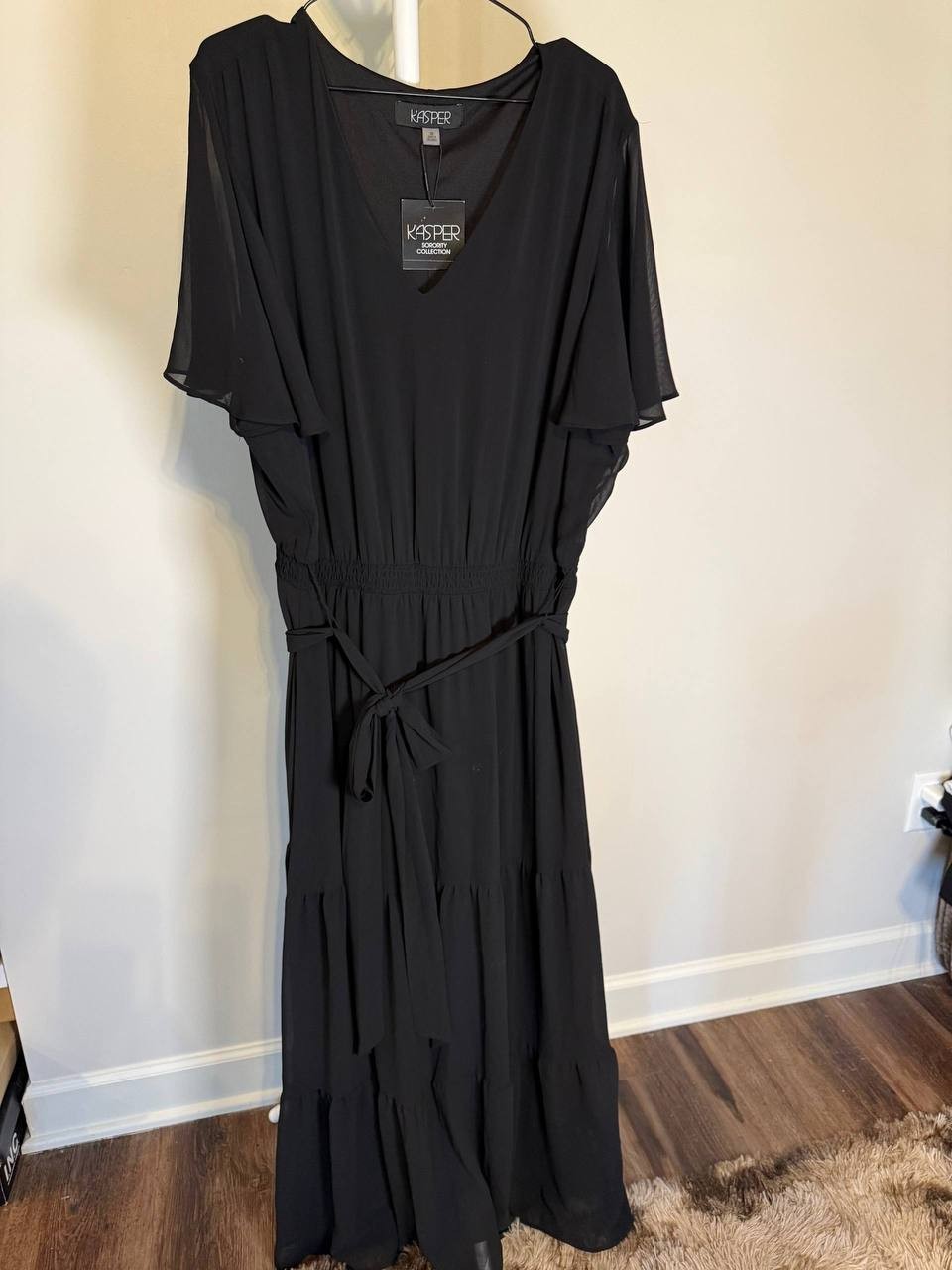 Kasper Women’s V‑Neck Flutter Sleeve Maxi Dress – 3X – NWT – $99