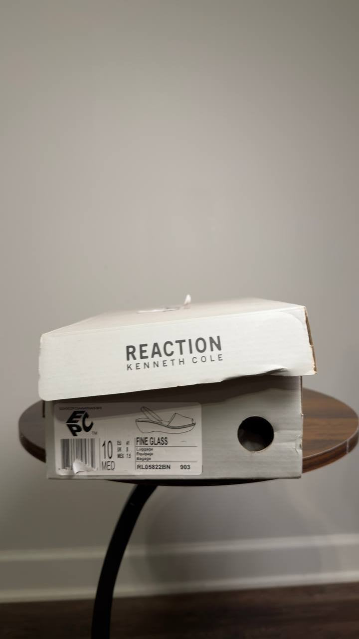 Reaction  Kenneth  Cole  Wedge  Sandals  Luggage  10M  New  $59