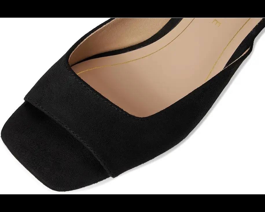 Journee Collection “Larna” Open‑Toe Wedge Sandals–Size 7.5 W–BlackFaux Suede–NIB