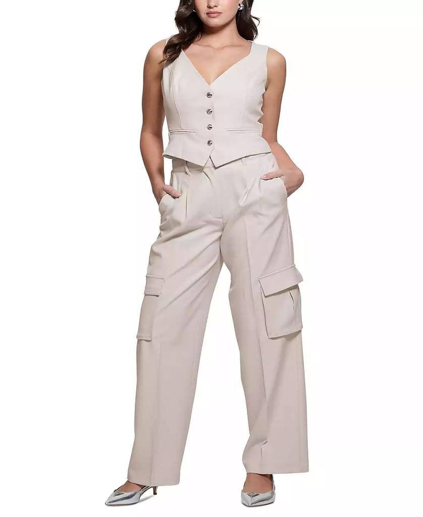 GUESS Eco Cargo Pants High-Rise Polyester Stone XL NWT