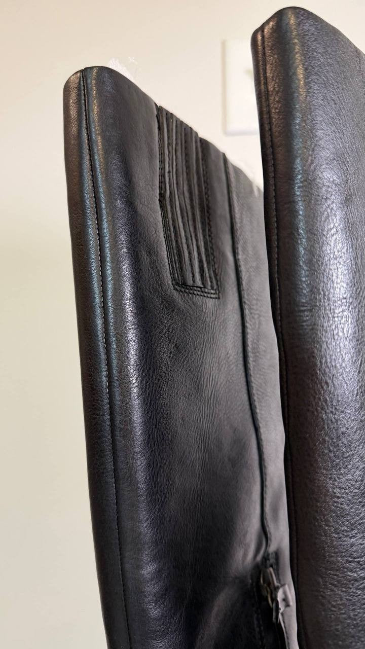 Franco Sarto Niva Boots 11M Black Leather Tall Round Toe Zip New In Box msrp$270