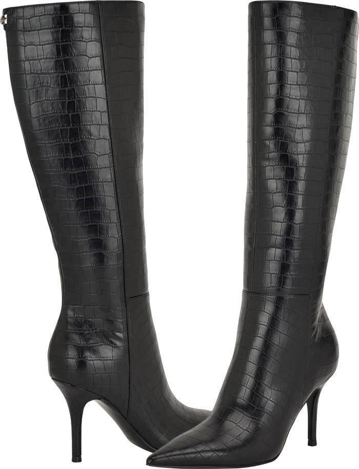 GUESS Gressa Wide Calf Knee High Pointed Toe Boots Black 8.5M Synthetic $179 NWB