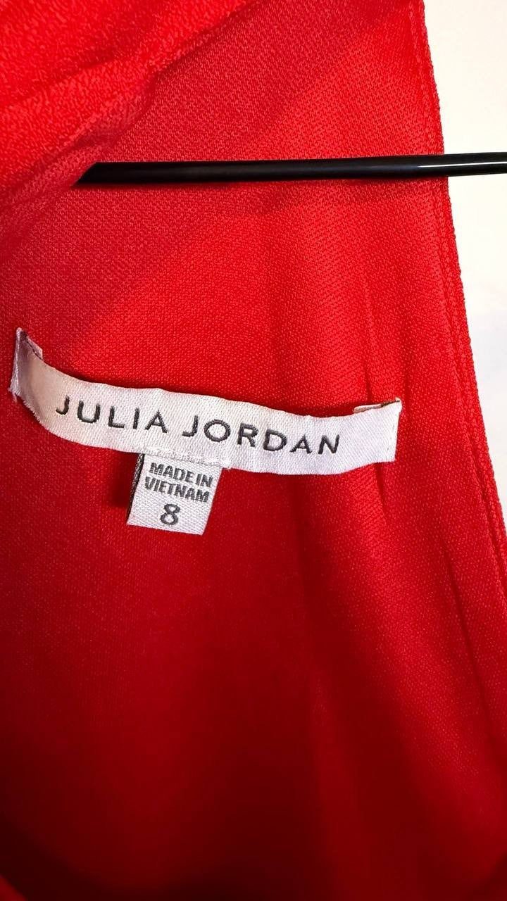 Julia Jordan Women’s Knot‑Neck Tulip Hem Halter Dress Red 8 $119 NWT