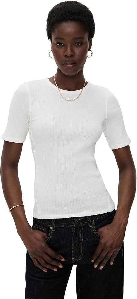 Free People Picture You Tee S Ivory Short Sleeve Stretch Cotton NWT