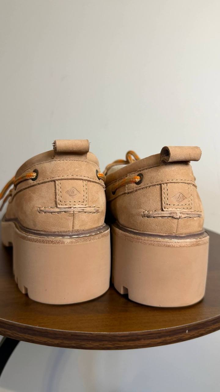 Sperry Authentic Original Boat Shoes 7 Tan Leather Lug Sole 2‑Eye NIB msrp$140
