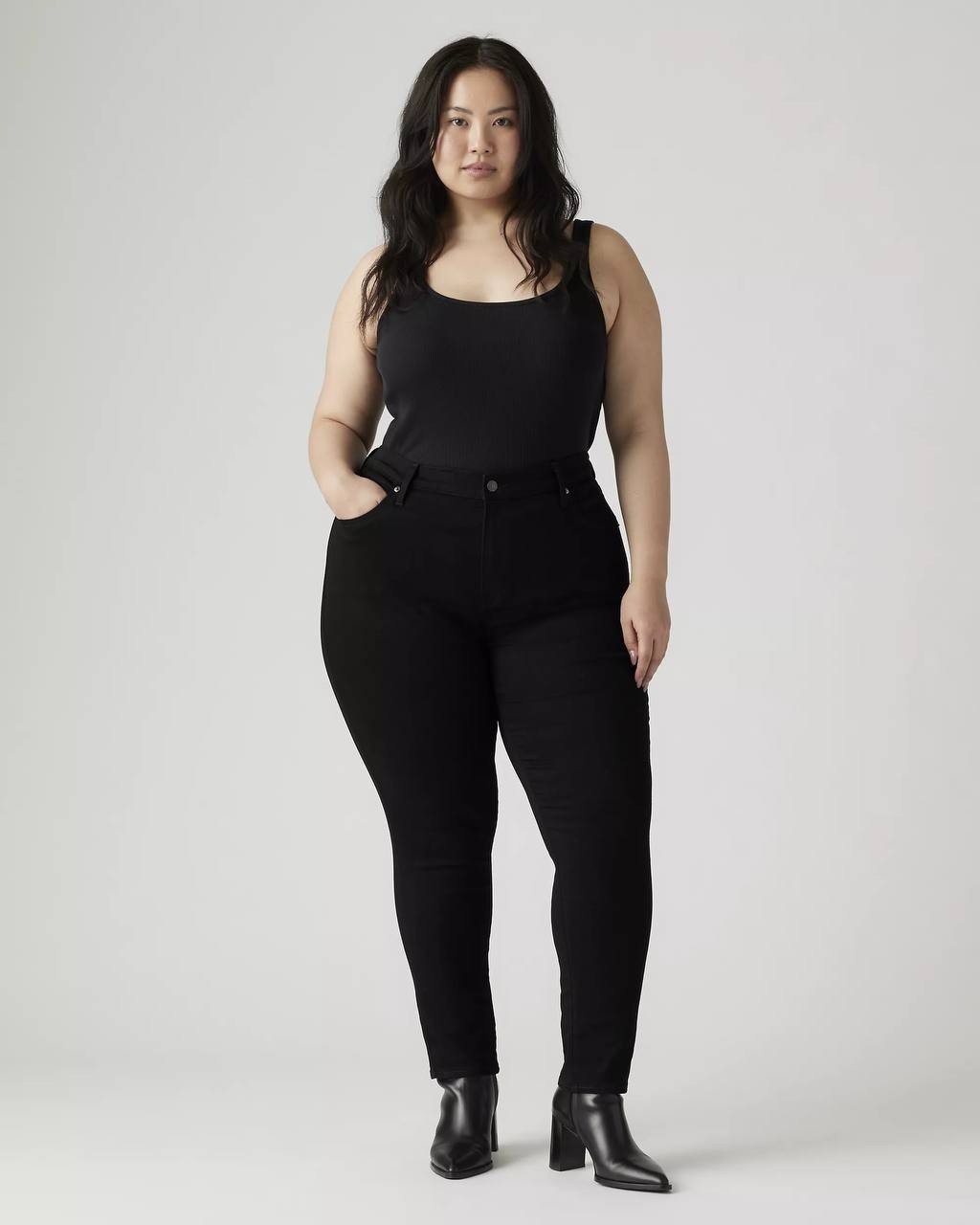 Levi’s 721 High Rise Skinny Jeans Plus Size Black 24W NWT $75