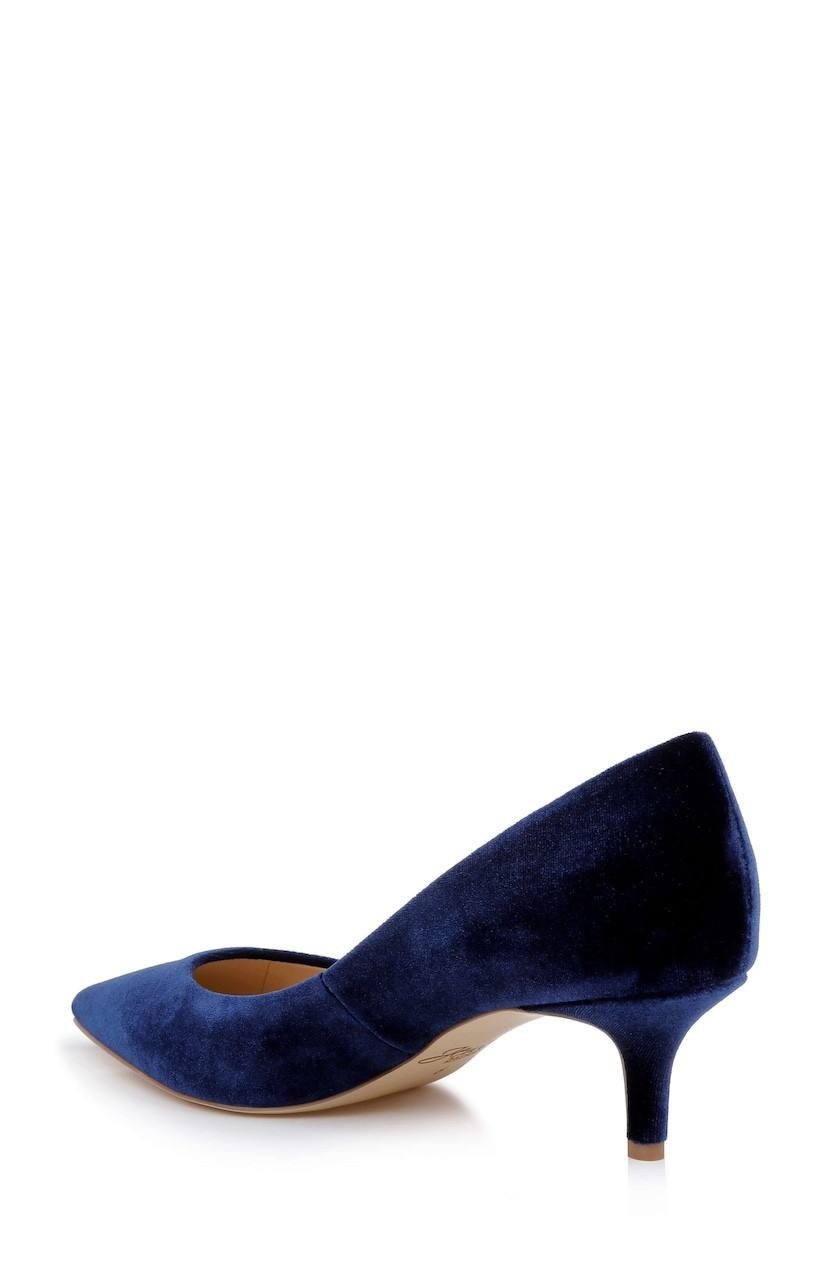 Jewel Badgley Mischka Enola Velvet Kitten Heel Pumps Navy Women’s 8 NWB $99