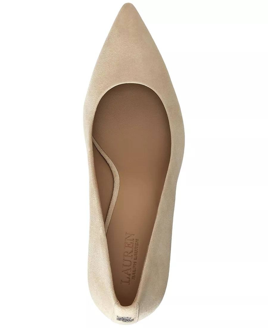 Lauren Ralph Lauren Lanette Pumps 8B Beige Leather Block Heel NewInBox msrp$155