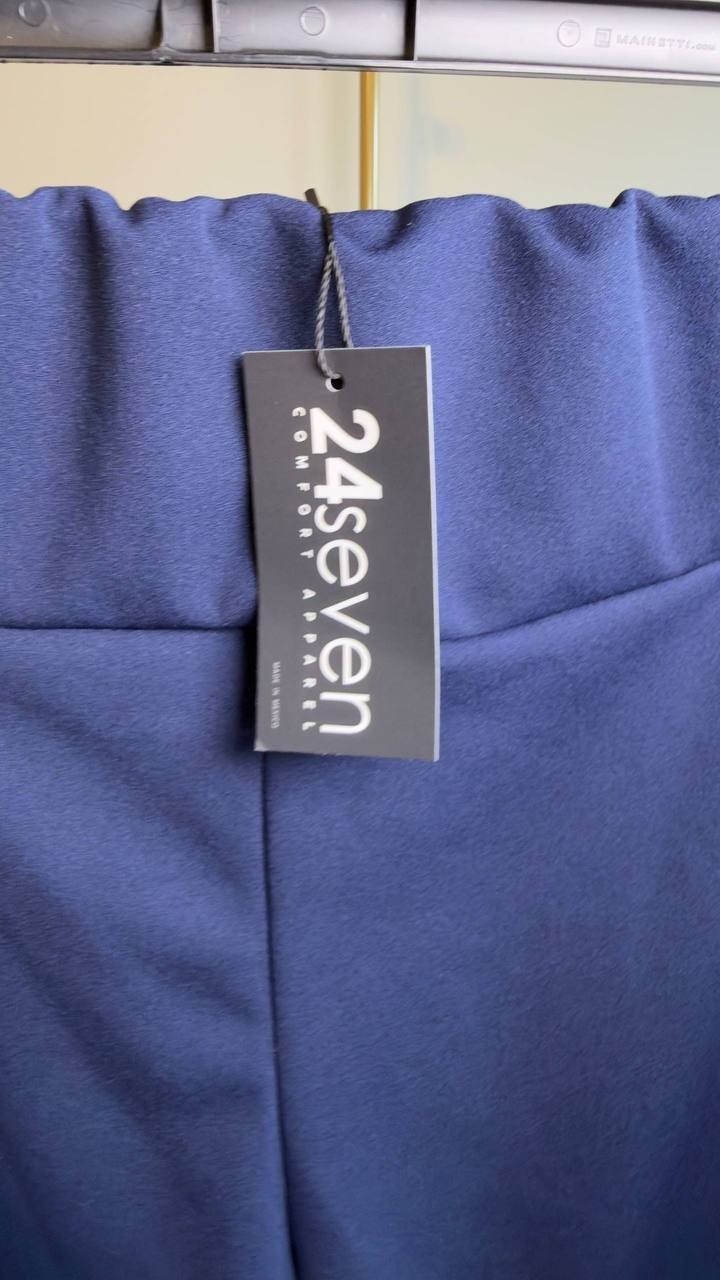 24Seven Comfort Apparel Plus Size Stretch High‑Rise Dress Pants Navy 1X NWT $52