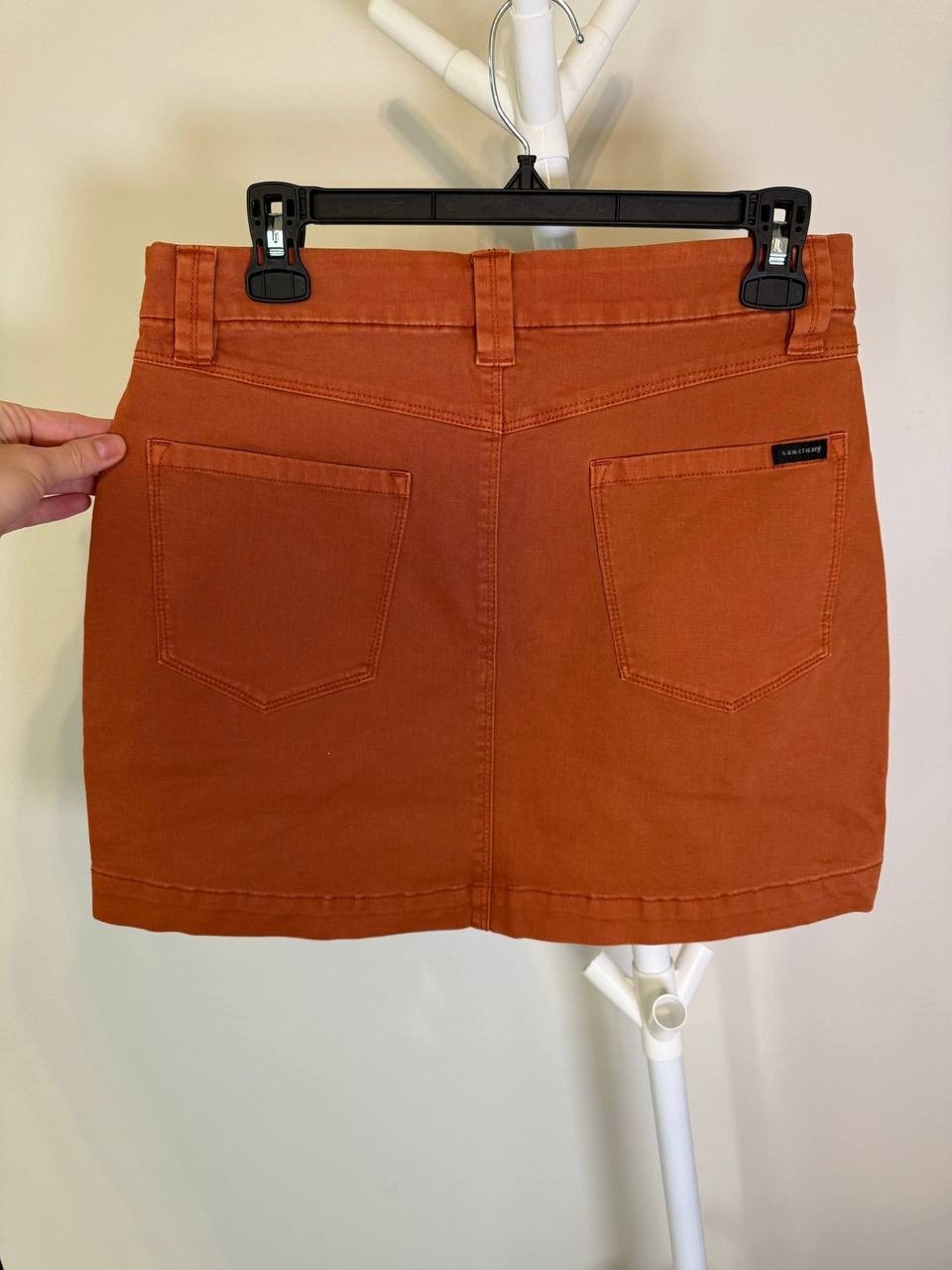 Sanctuary Brown Denim Mini Skirt – Size 27 – Pockets – Button Front – NWT