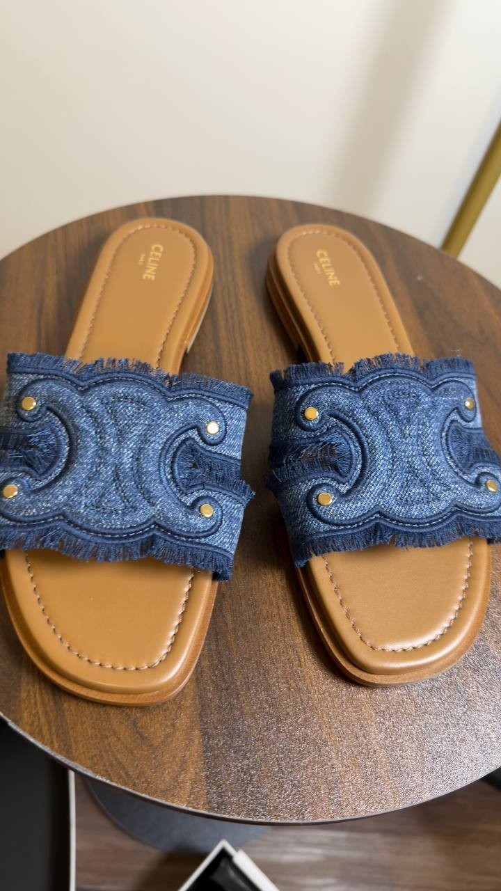 Celine Marina Mule Denim  Cotton 39 Pre‑owned Excellent