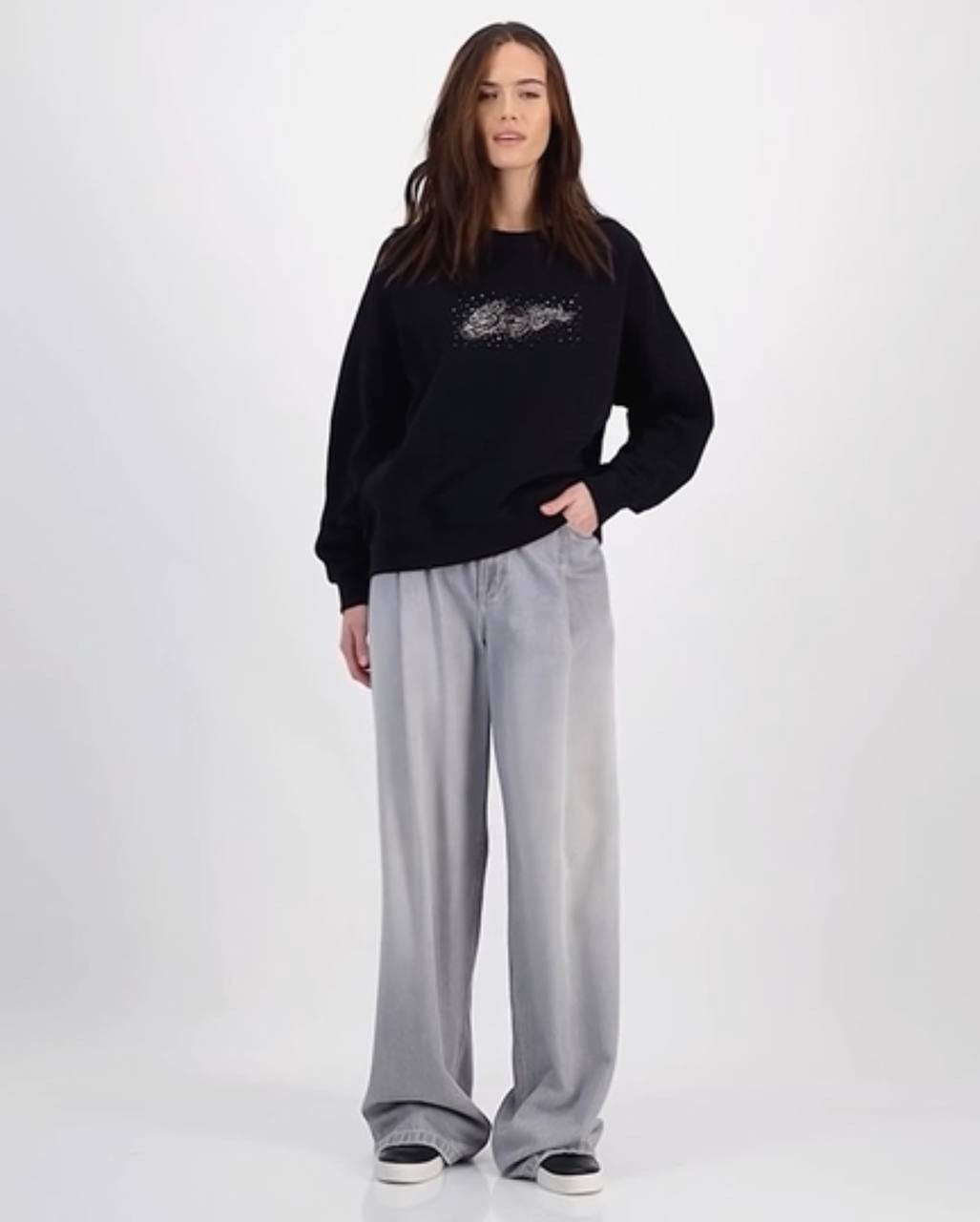 BOSS Orange Studded Logo Sweatshirt Black M NWT $129