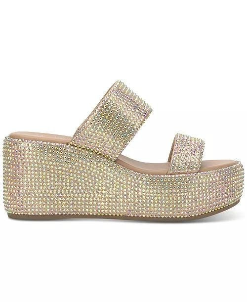 Wild  Pair  Wedge  Sandals  Bling  8.5M  New  $79.50