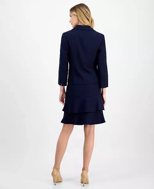 Le Suit Tulip‑Collar Jacket & Tiered Skirt Suit Set – Size 6 – NWT – $265