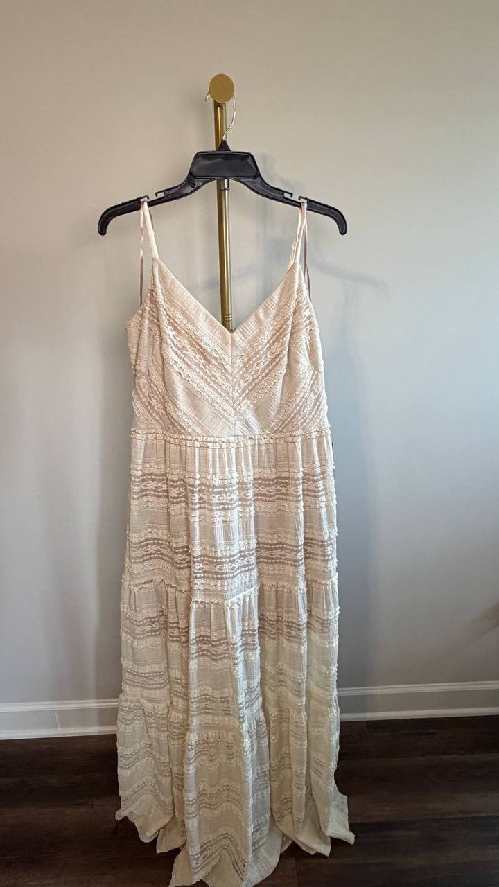 Eliza J Lace Tiered Maxi Dress Ivory 14 NWT $168