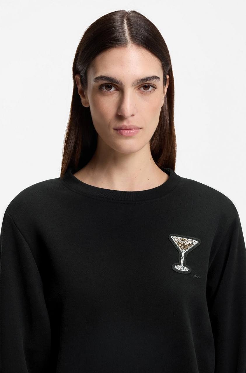 BOSS Orange Martini Appliqué Cotton Sweatshirt Black XL NWT $129