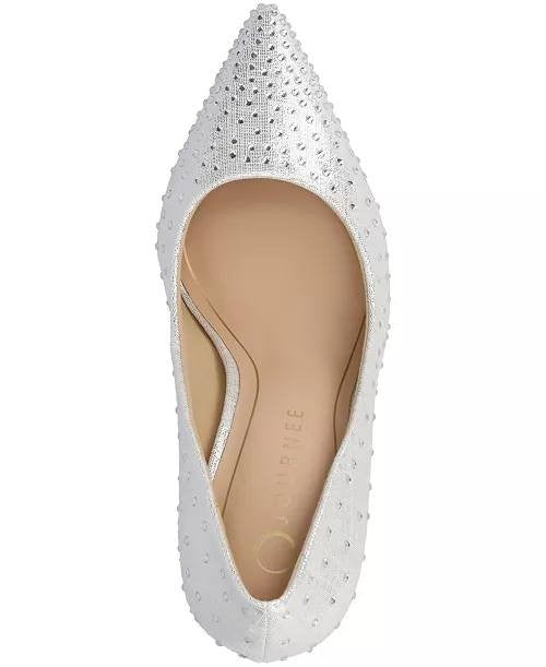 Journee Collection Venus Pointed Toe Pumps Silver 9.5M Polyurethane $93 NWB