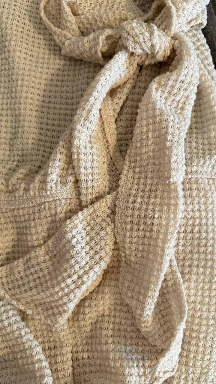 Cupshe Beige Waffle‑Knit Off‑Shoulder Midi Cover‑Up Dress Size S NWT msrp$57.99