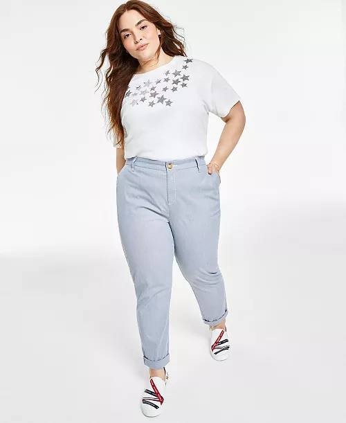 Tommy Hilfiger Plus‑Size Pinstripe Hampton Chino Pants – Size 18 – NWT – $59.50