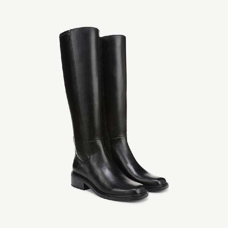 Franco Sarto Gisella Boots 7.5M Black Leather Tall Square Toe NIB msrp$225
