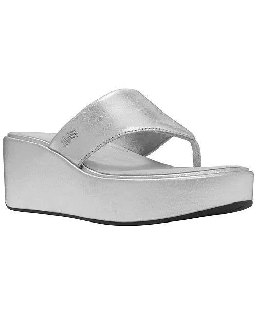 FitFlop  Platform  Wedge  Sandals  Silver  10  New  $85