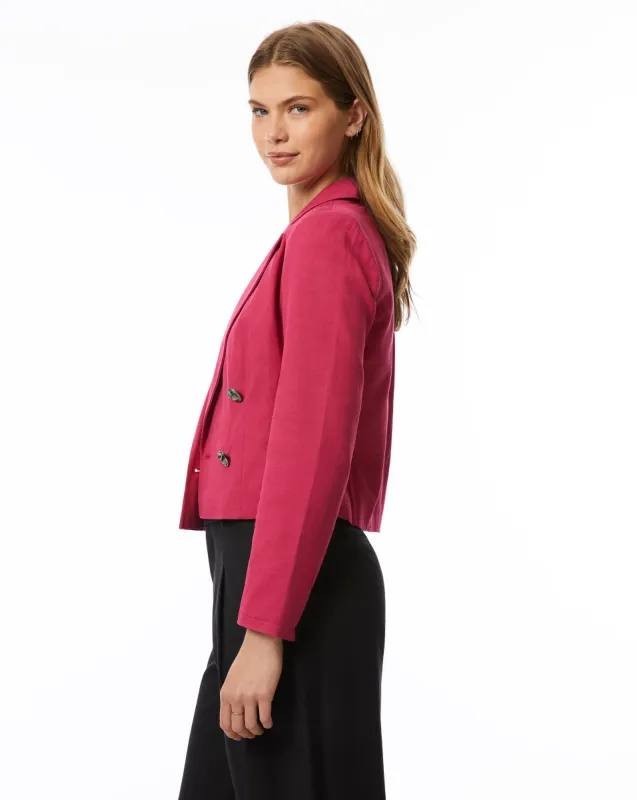 Adrienne Landau Cropped Double‑Breasted Blazer – Pink – Size S – NWT – $169