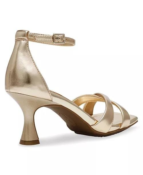 Anne Klein Gold Man‑Made Ankle Strap Dress Sandals 7M New in Box $79