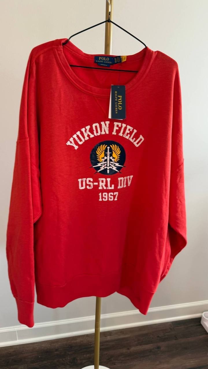 Polo Ralph Lauren Vintage Fit Fleece Graphic Sweatshirt Red XL NWT MSRP $228