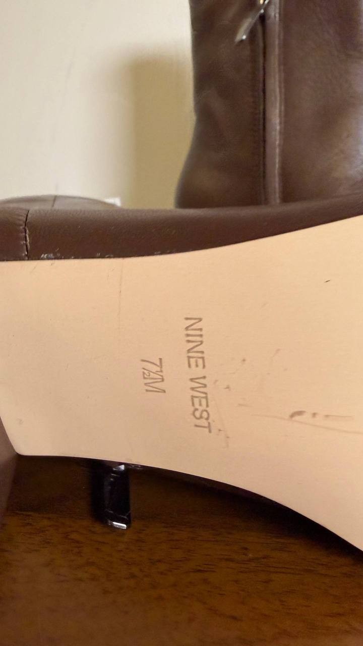Nine West Maribu Booties 7.5M Dark Brown Leather Pointed Toe Zip NIB mrp$149