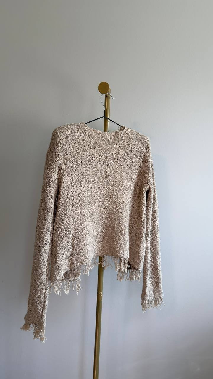 Vince Camuto Fringe Cropped Pull‑On Jacket Camel S NWT $149
