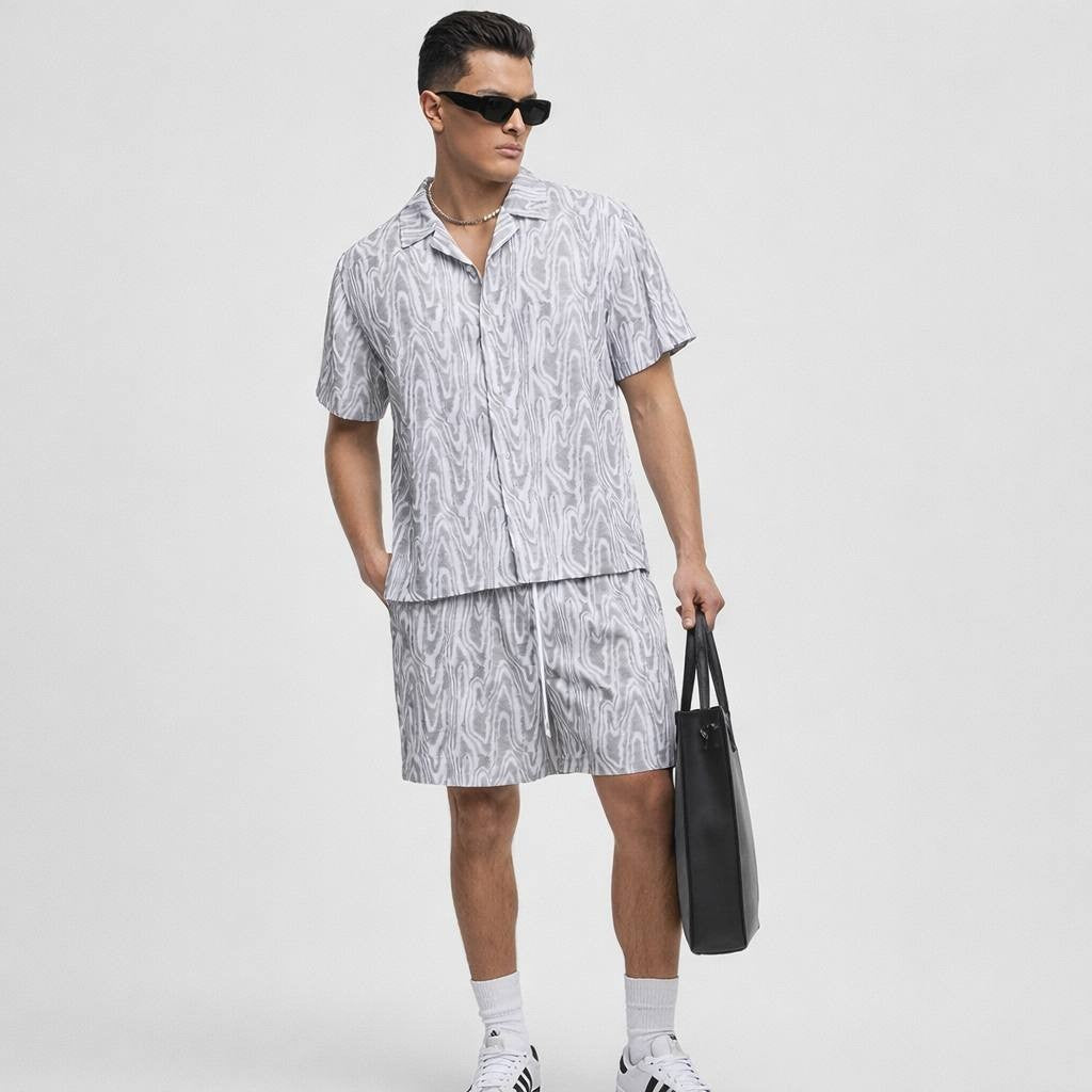 Mode of One Men’s Abstract Woodgrain Print Shirt Gray M $49.50 NWT