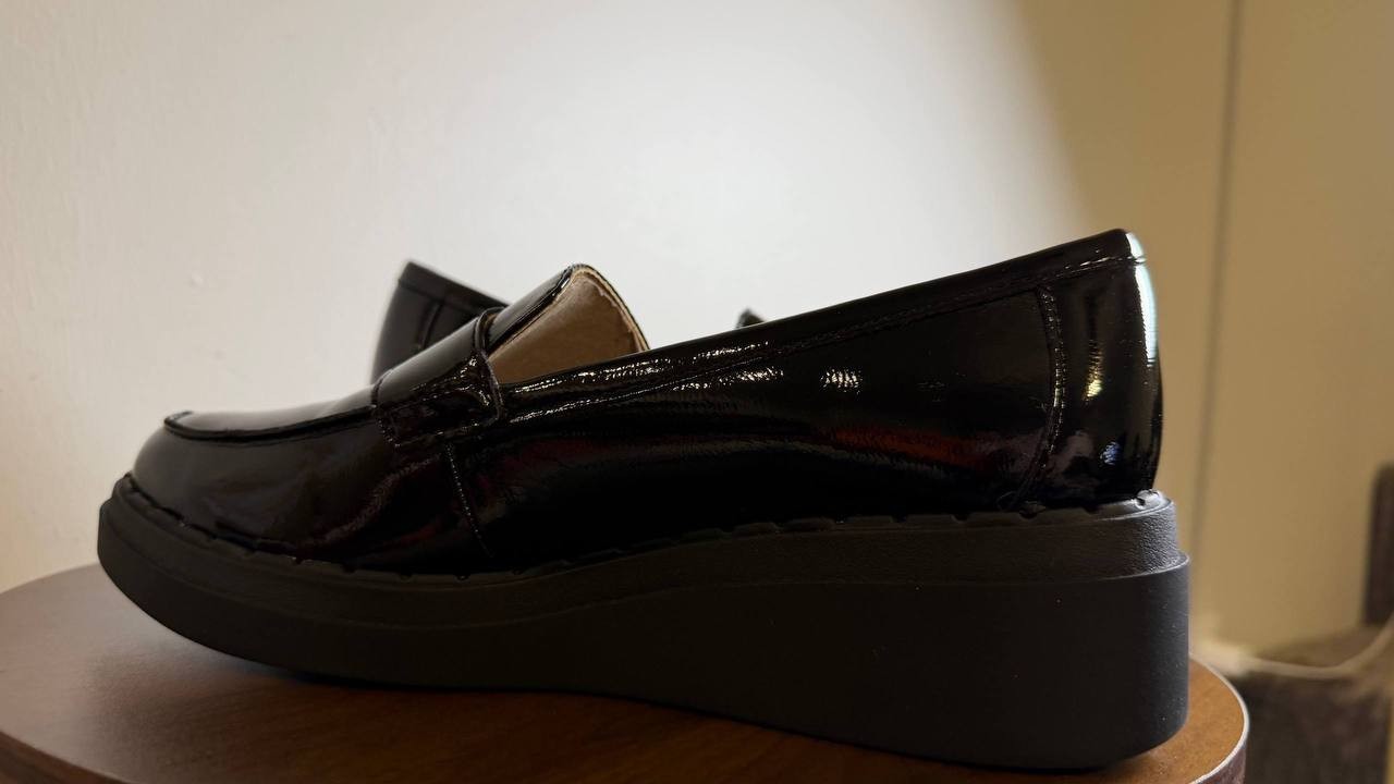 LifeStride Dolce Loafers 8W Black Faux Patent Wedge Comfort NIB msrp$89.99