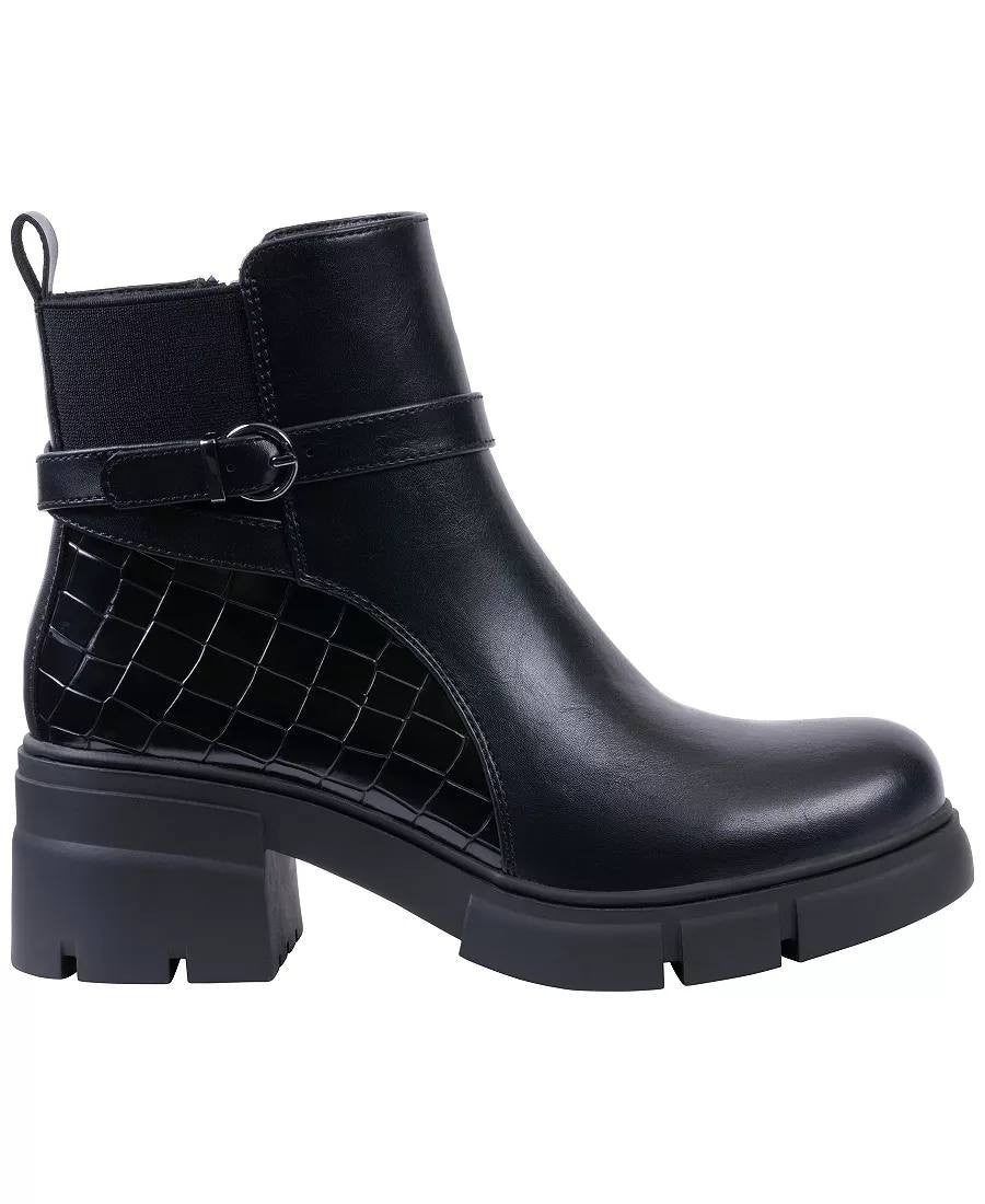 GC Shoes Dawn Booties 8 Black Block Heel Almond Toe Lug Sole NIB msrp$99.99