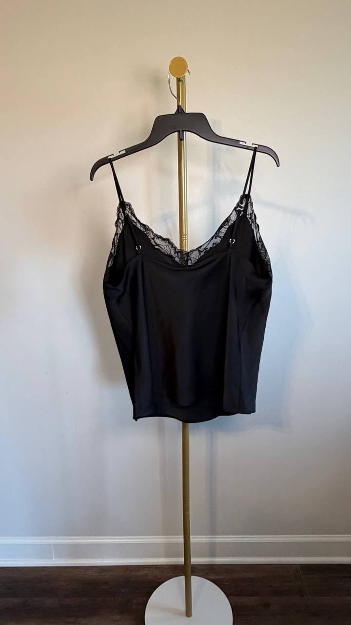 Calvin Klein Lace‑Trim V‑Neck Camisole Black XL NWT $89
